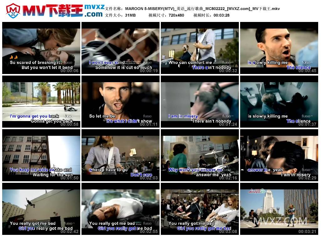 MAROON 5-MISERY(MTV)_英语_流行歌曲_MC802222